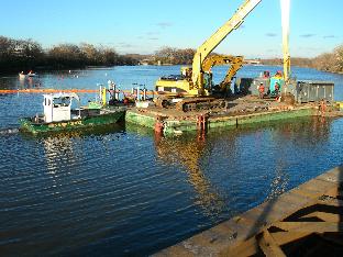 Dredging the Anacostia River from a Spud Barge